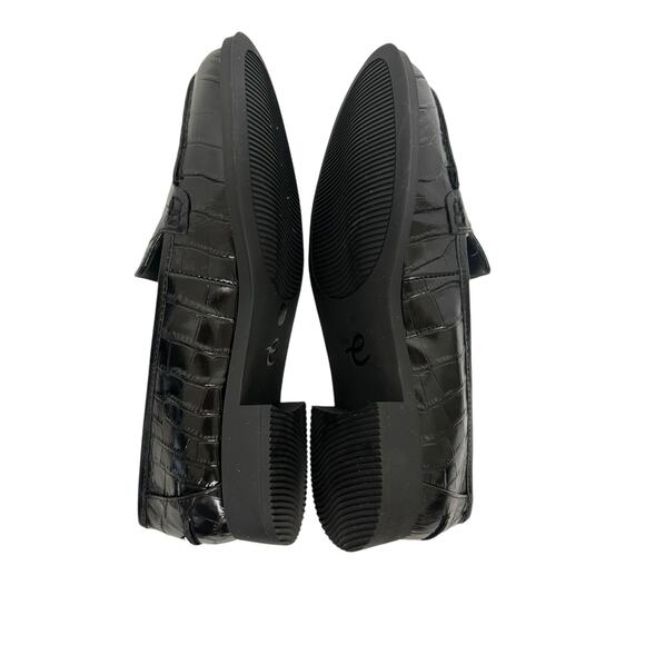 Easy Spirit Racer Loafers Black Croc Embossed Leather Loafer NEW Size 7 NARROW - Picture 4 of 9